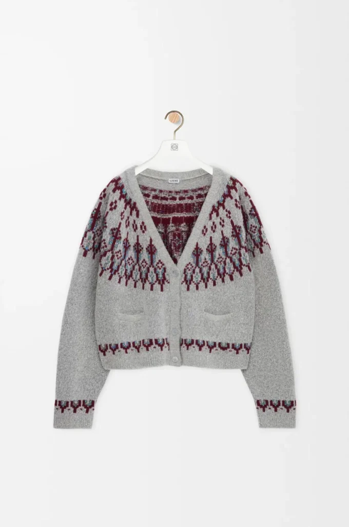 Cardigan in wool blend Light Grey/Multicolor Cardigan in wool blend Light Grey/Multicolor