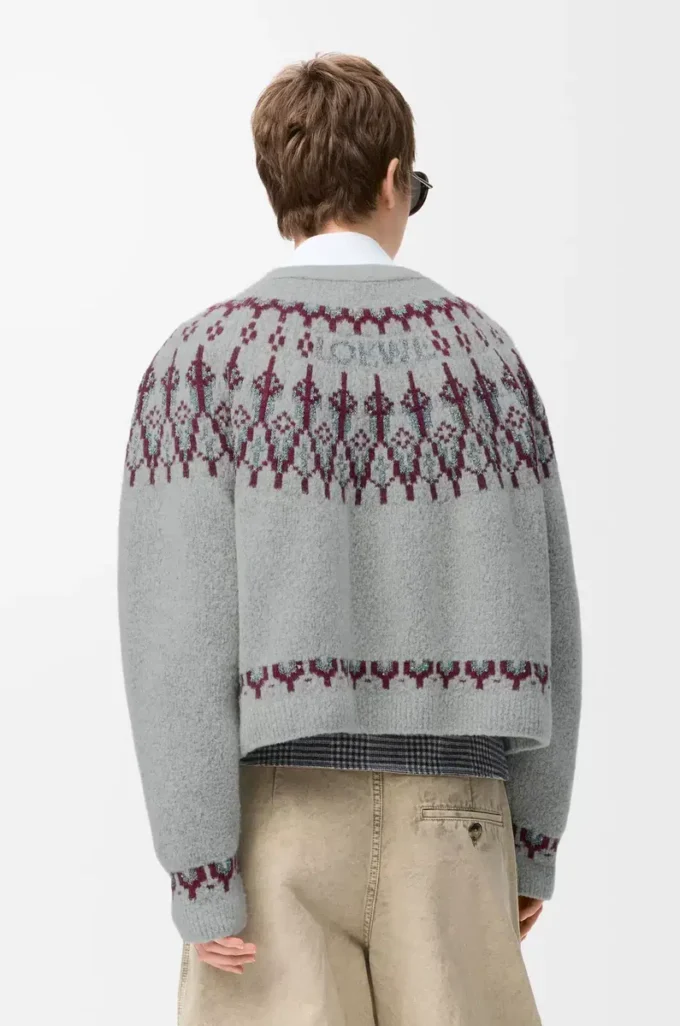 Cardigan in wool blend Light Grey/Multicolor Cardigan in wool blend Light Grey/Multicolor