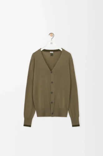 Cardigan in wool Green/Khaki Green
