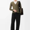 Cardigan in wool Green/Khaki Green