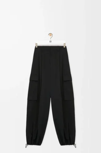 Cargo trousers in cotton and silk Black