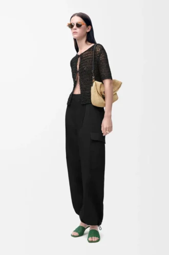 Cargo trousers in cotton and silk Black