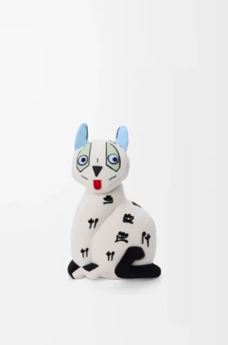 Cat stuffed toy in cotton velvet Soft White