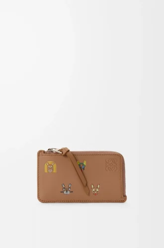 Cats coin cardholder in classic calfskin Mocha