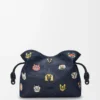 Cats medium Flamenco clutch in embroidered denim Blue Cats medium Flamenco clutch in embroidered denim Blue