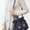 Cats medium Flamenco clutch in embroidered denim Blue Cats medium Flamenco clutch in embroidered denim Blue