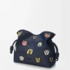 Cats medium Flamenco clutch in embroidered denim Blue Cats medium Flamenco clutch in embroidered denim Blue
