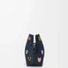 Cats medium Flamenco clutch in embroidered denim Blue Cats medium Flamenco clutch in embroidered denim Blue