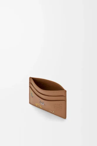 Cats plain cardholder in classic calfskin Mocha