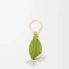 Chamomille flower charm in classic calfskin White/Green Chamomille flower charm in classic calfskin White/Green