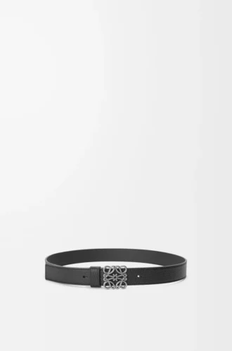 Chunky Anagram belt in supple grained calfskin Black/Vintage Palladium