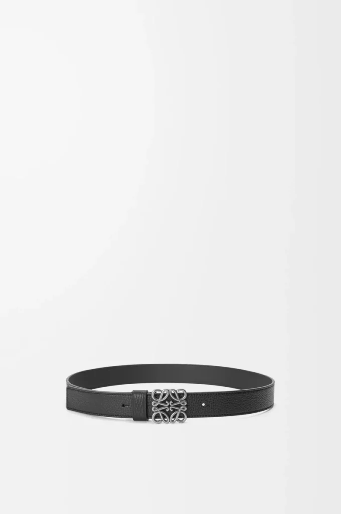 Chunky Anagram belt in supple grained calfskin Black/Vintage Palladium Chunky Anagram belt in supple grained calfskin Black/Vintage Palladium