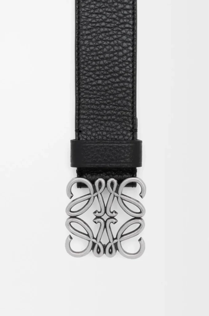Chunky Anagram belt in supple grained calfskin Black/Vintage Palladium Chunky Anagram belt in supple grained calfskin Black/Vintage Palladium