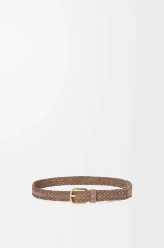 Chunky woven belt in suede calfskin Psyke/Vintage Gold