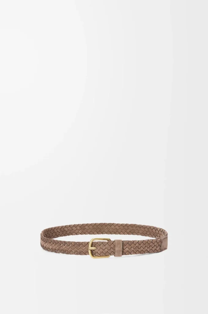Chunky woven belt in suede calfskin Psyke/Vintage Gold Chunky woven belt in suede calfskin Psyke/Vintage Gold