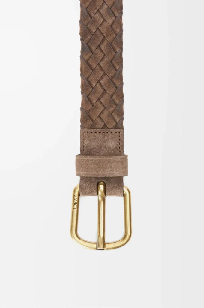 Chunky woven belt in suede calfskin Psyke/Vintage Gold Chunky woven belt in suede calfskin Psyke/Vintage Gold