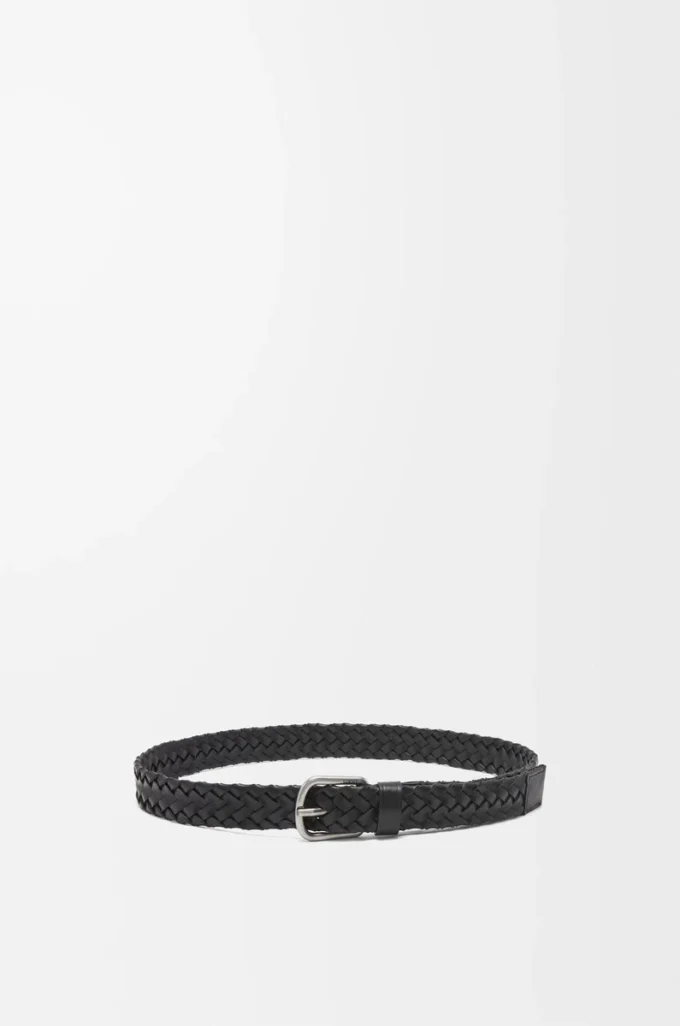 Chunky woven belt in vegetable-tanned calfskin Black/Vintage Palladium Chunky woven belt in vegetable-tanned calfskin Black/Vintage Palladium