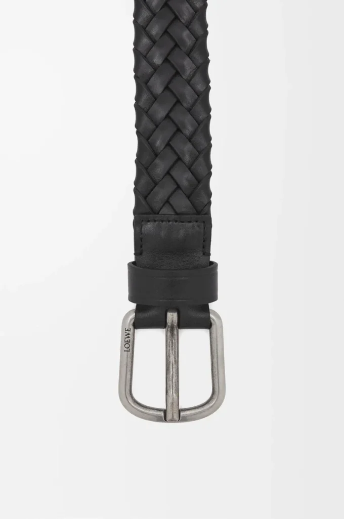 Chunky woven belt in vegetable-tanned calfskin Black/Vintage Palladium Chunky woven belt in vegetable-tanned calfskin Black/Vintage Palladium