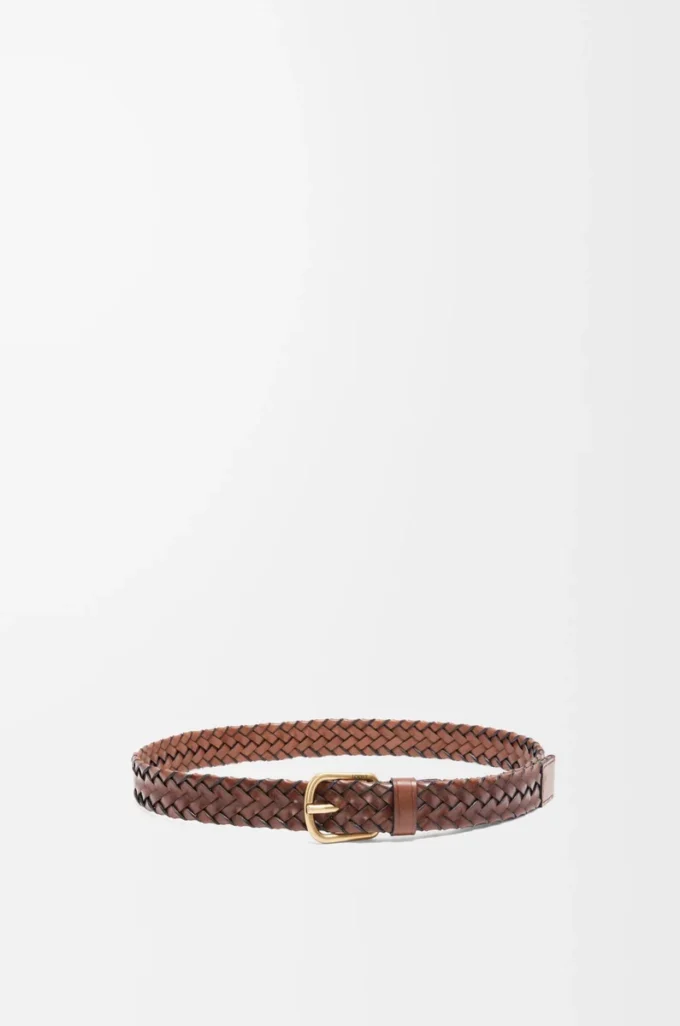 Chunky woven belt in vegetable-tanned calfskin Mogado/Vintage Gold Chunky woven belt in vegetable-tanned calfskin Mogado/Vintage Gold
