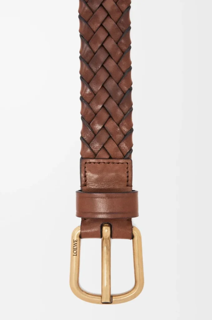 Chunky woven belt in vegetable-tanned calfskin Mogado/Vintage Gold Chunky woven belt in vegetable-tanned calfskin Mogado/Vintage Gold