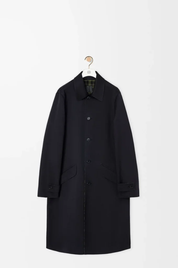 Coat in cotton and wool Black