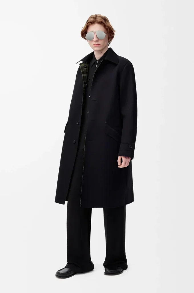 Coat in cotton and wool Black