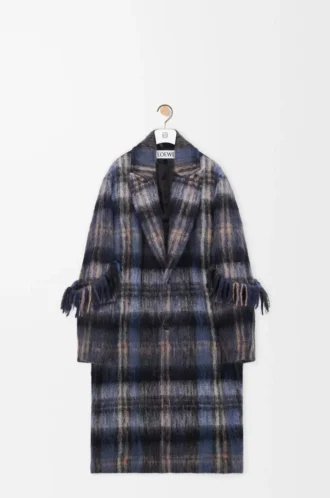 Coat in mohair and wool blend Blue/Multicolor