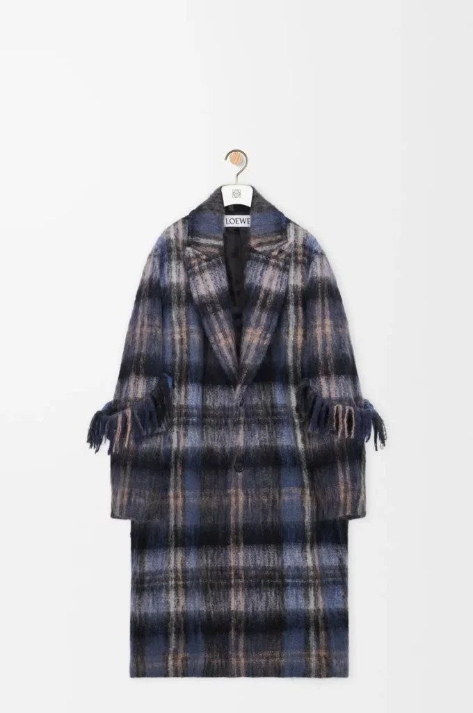 Coat in mohair and wool blend Blue/Multicolor Coat in mohair and wool blend Blue/Multicolor