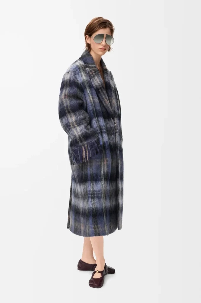 Coat in mohair and wool blend Blue/Multicolor Coat in mohair and wool blend Blue/Multicolor