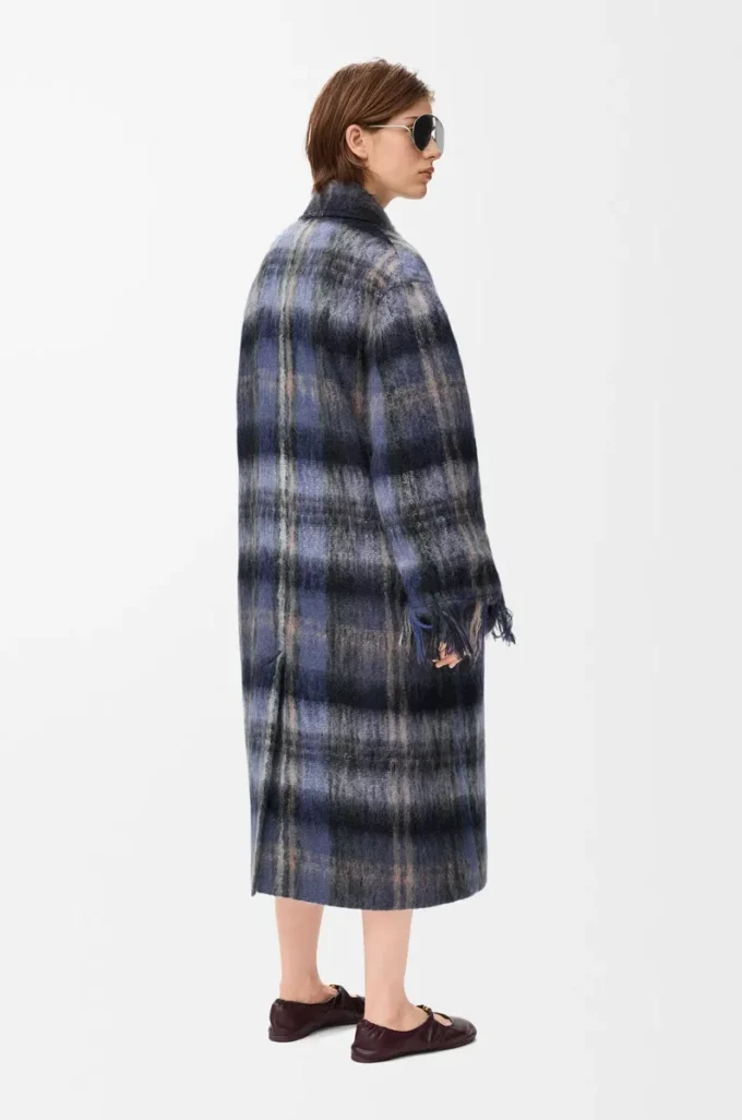 Coat in mohair and wool blend Blue/Multicolor Coat in mohair and wool blend Blue/Multicolor