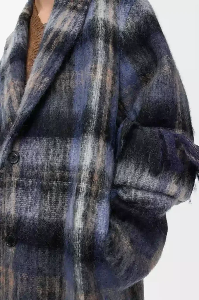 Coat in mohair and wool blend Blue/Multicolor Coat in mohair and wool blend Blue/Multicolor
