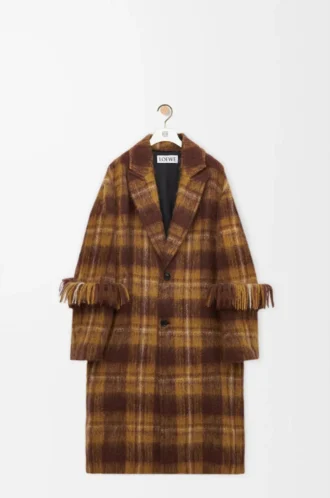 Coat in mohair and wool blend Yellow/Multicolor