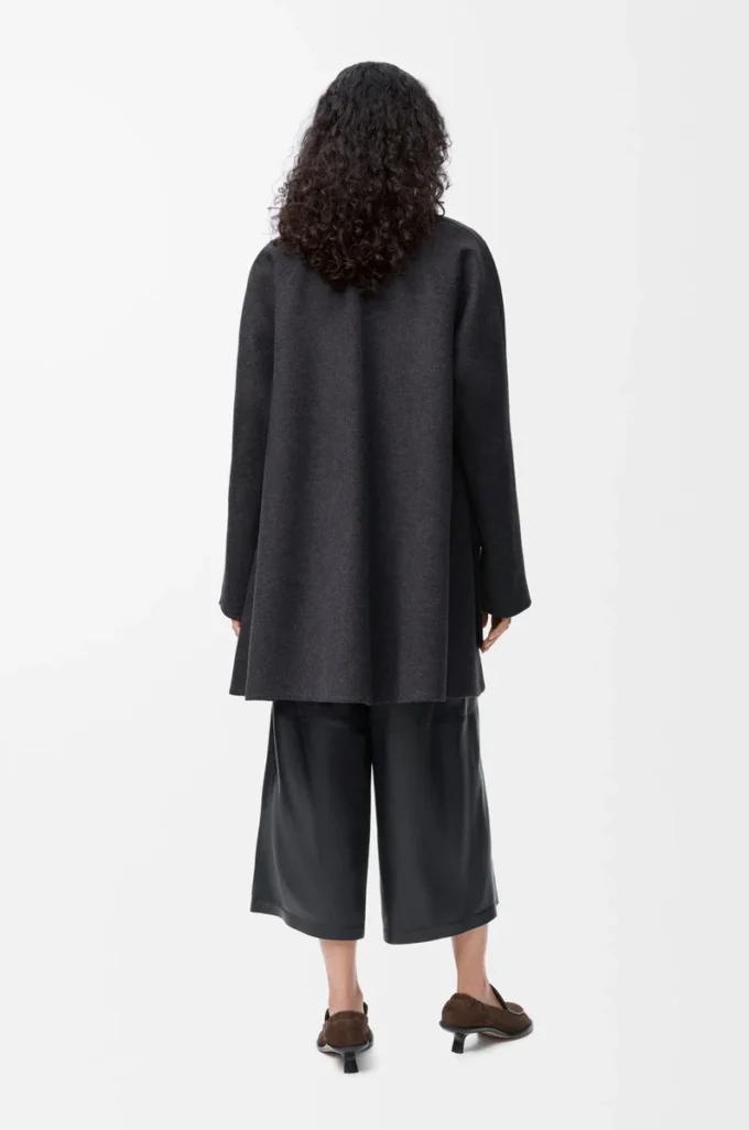 Coat in wool and cashmere Charcoal Melange Coat in wool and cashmere Charcoal Melange