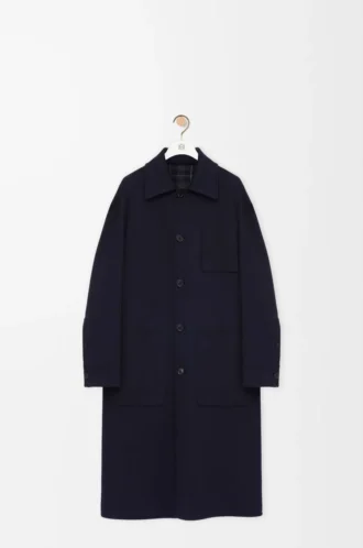 Coat in wool and cashmere Navy/Grey