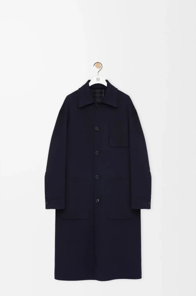 Coat in wool and cashmere Navy/Grey Coat in wool and cashmere Navy/Grey