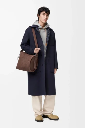 Coat in wool and cashmere Navy/Grey