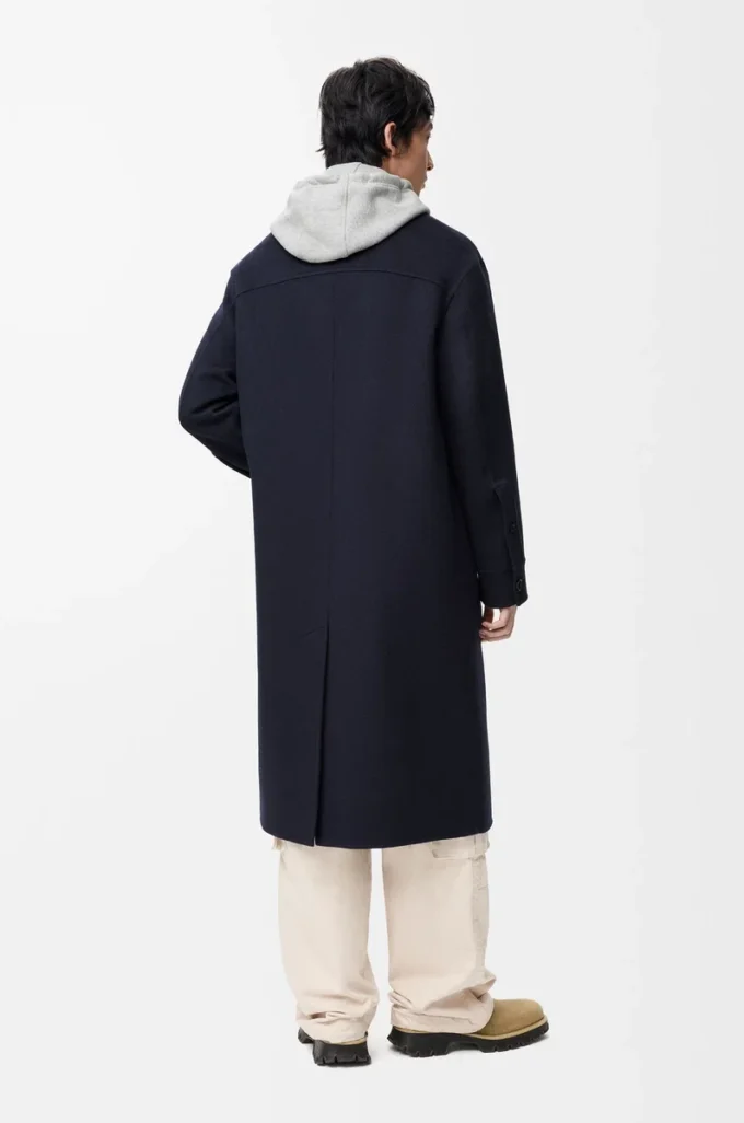 Coat in wool and cashmere Navy/Grey Coat in wool and cashmere Navy/Grey