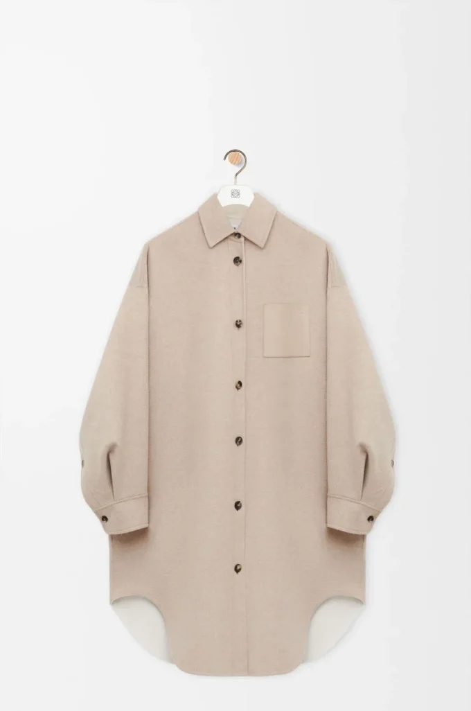 Coat in wool and cashmere Sandstone/White Coat in wool and cashmere Sandstone/White