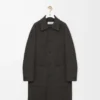 Coat in wool and silk Khaki Brown/Blue Coat in wool and silk Khaki Brown/Blue