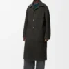 Coat in wool and silk Khaki Brown/Blue Coat in wool and silk Khaki Brown/Blue