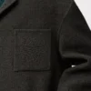 Coat in wool and silk Khaki Brown/Blue Coat in wool and silk Khaki Brown/Blue
