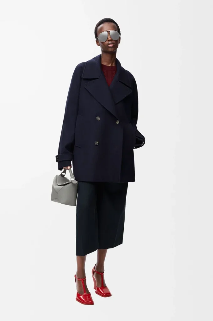 Coat in wool blend Navy Blue
