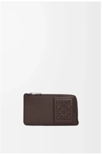 Coin cardholder in satin calfskin Dark Brown