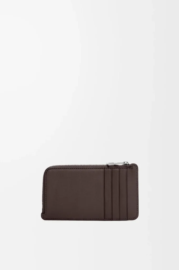 Coin cardholder in satin calfskin Dark Brown