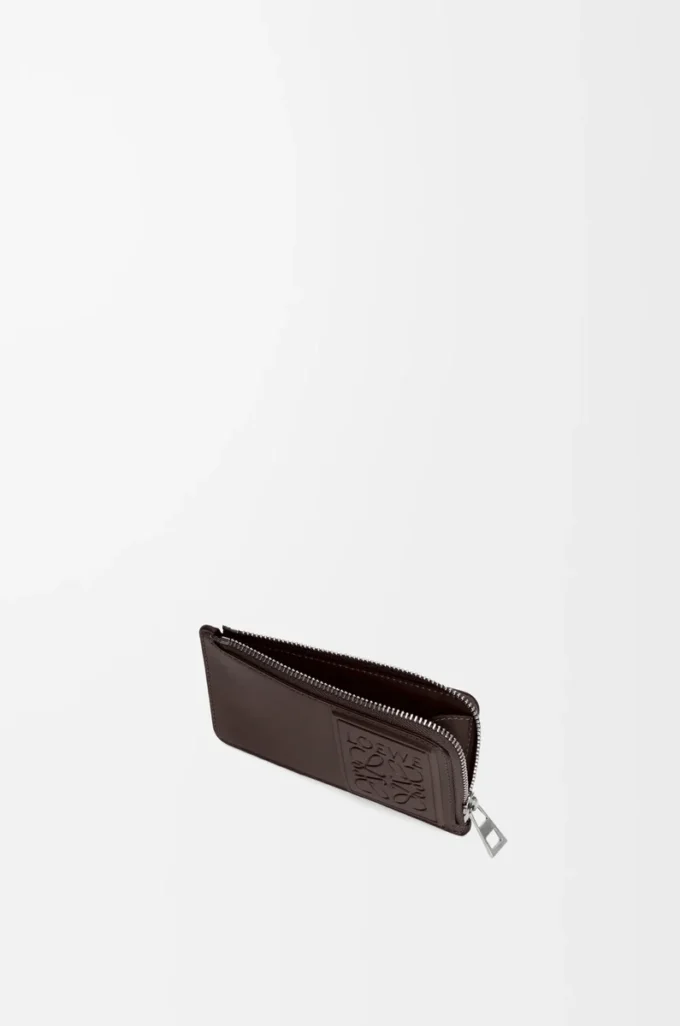 Coin cardholder in satin calfskin Dark Brown