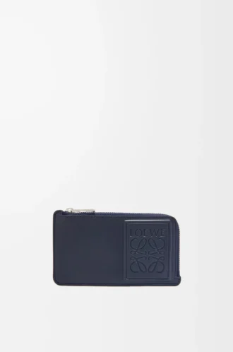 Coin cardholder in satin calfskin Deep Navy