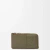 Coin cardholder in satin calfskin Khaki Green
