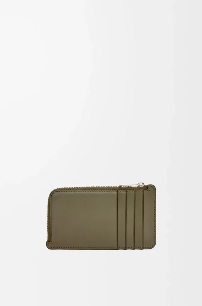 Coin cardholder in satin calfskin Khaki Green