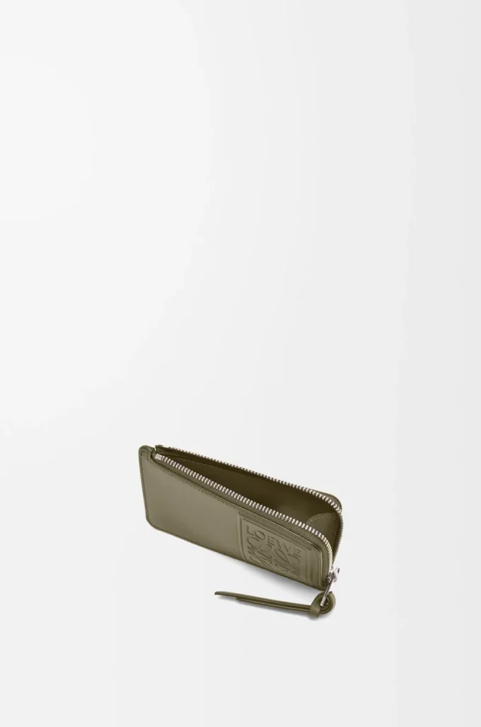 Coin cardholder in satin calfskin Khaki Green