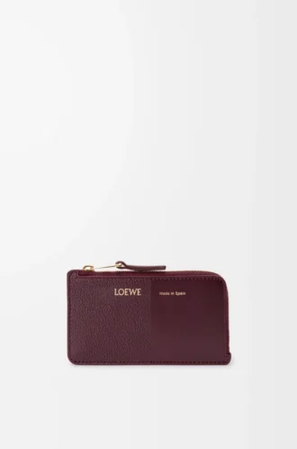 Coin cardholder in smooth and grained calfskin Dark Burgundy